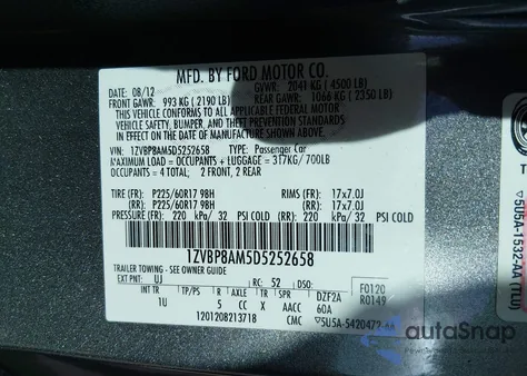 2013 Ford Mustang V6 from USA, damaged, VIN 1ZVBP8AM5D5252658